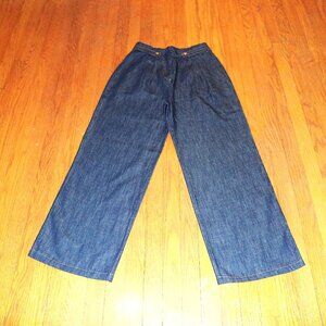 NWOT! Zara Women’s High Waisted Wide Leg Dark Blue Denim Jeans, Sz.S